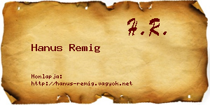 Hanus Remig névjegykártya